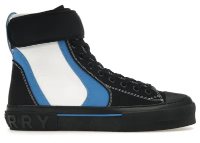 Pre-owned Burberry Men's  Sub Hightop Lacedup Trainer Sneakers In Black/blue/white In Multi
