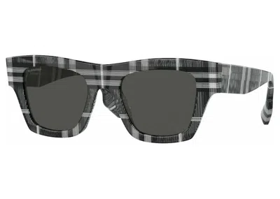 Pre-owned Burberry Men's  Sunglasses Ernest Square Frame In Black White Check (40823051) In Multi
