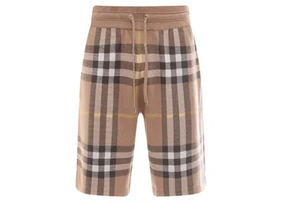 Pre-owned Burberry Men's  Tartan Motif Bermuda Shorts In Beige