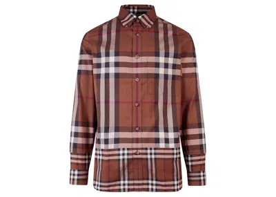 Pre-owned Burberry Men's  Tartan Motif Cotton Shirt In Brown