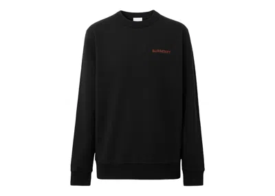 Pre-owned Burberry Men's  Tb Logoembroidered Crewneck Sweatshirt In Black