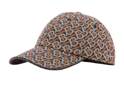 Pre-owned Burberry Men's  Tb Monogram Baseball Cap In Black/white/orange