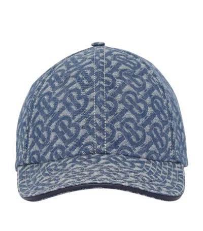 Pre-owned Burberry Men's  Tb Monogram Baseball Cap In Blue