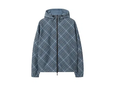 Pre-owned Burberry Men's  Tonal Ekd Applique Windbreaker In Pewter Ip Check