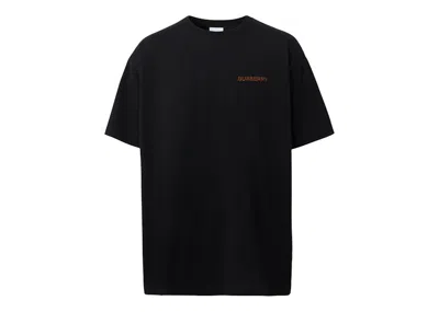 Pre-owned Burberry Men's  Topstitched Monogram Motif Cotton Oversized T-shirt In Black