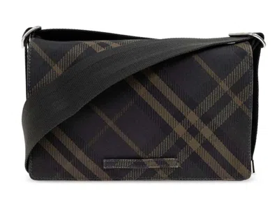 Pre-owned Burberry Men's  Trench Crossbody Coated Madeira Bag In Shadow