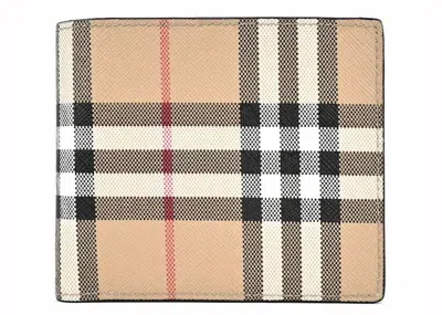 Pre-owned Burberry Men's  Vintage Check 8 Card Slot Wallet In Beige/black In Multi