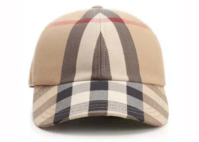 Pre-owned Burberry Men's  Vintage Check Baseball Cap In Beige In Sand