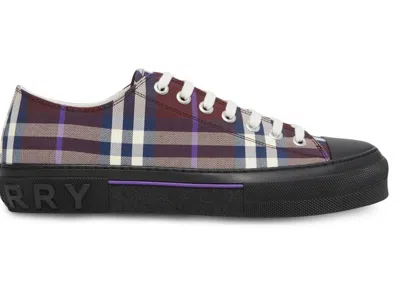 Pre-owned Burberry Men's  Vintage Check Low Top Sneaker Sneakers In Burgundy Check