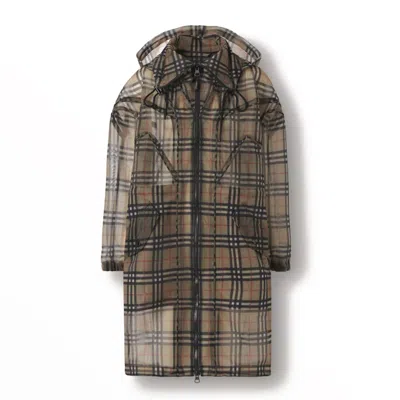 Pre-owned Burberry Men's  Vintage Check Mesh Parka In Jacket Archive Beige In Brown