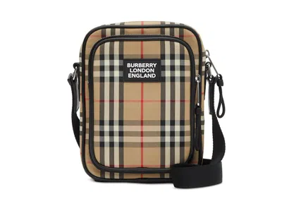 Pre-owned Burberry Men's  Vintage Check Messenger Bag In Archive Beige/black In Multi