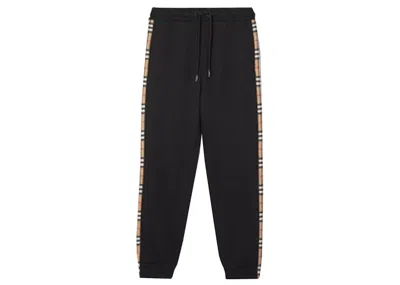 Pre-owned Burberry Men's  Vintage Check Panel Cotton Sweatpants In Black