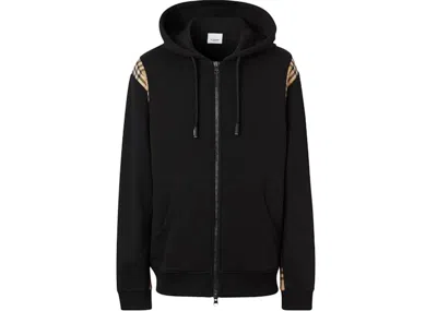 Pre-owned Burberry Men's  Vintage Check Panel Hoodie In Black/beige