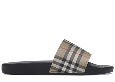 Pre-owned Burberry Men's  Vintage Check Slides Archive Sneakers In Beige/black/white