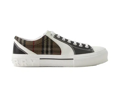 Pre-owned Burberry Men's  Vintage Cotton Check Sneakers In Black/white