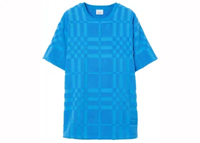 Pre-owned Burberry Men's  Willesden Towelling Check T-shirt In Blue