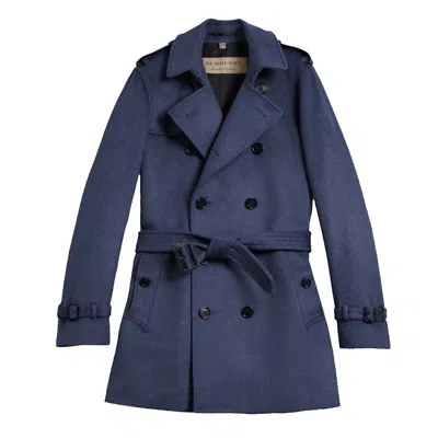 Pre-owned Burberry Men's  Wool Cashmere Trench Coat In Blue