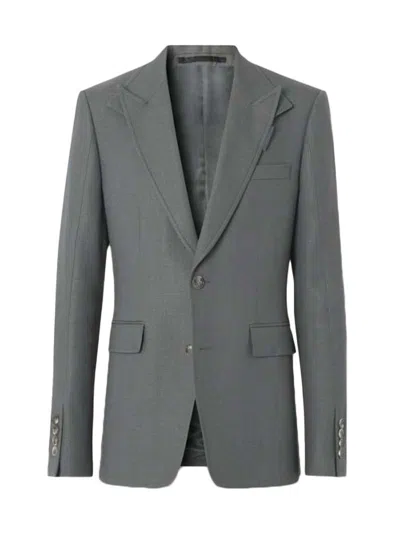 Pre-owned Burberry Men's  Wool Ramie Tailored Jacket In Tempest Grey In Gray