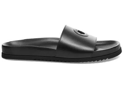 Pre-owned Burberry Men's  X Pop Trading Company Melroy Leather Slide Sneakers In Black