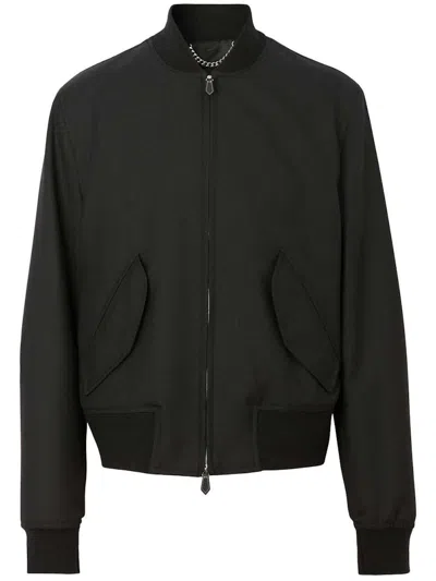 Pre-owned Burberry Men's  Zipup Wool Jacket In Black