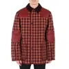 BURBERRY BURBERRY MEN'S BURGUNDY CHECK REVERSIBLE QUILTED JACKET