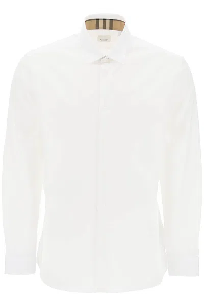 Burberry Long-sleeved Button-up Cotton Shirt In White