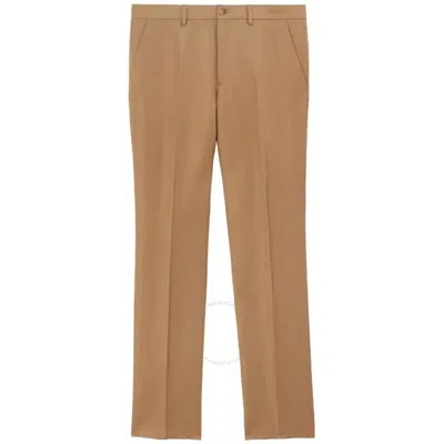 Burberry Men's Camel Wool Linen Tailored Savile Trousers In Brown