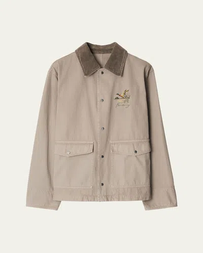 Burberry Men's Canvas Corduroy-collar Work Jacket In Heron