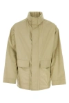 Burberry Gabardine Jacket With High Collar And Pockets In Brown