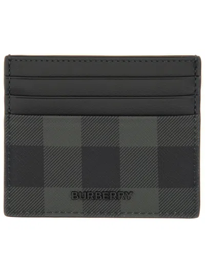 Burberry Men Card Holder With Logo In Gray