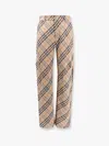 Burberry Beige Cargo Pants With Vintage Check Motif In Linen And Cotton Blend Man