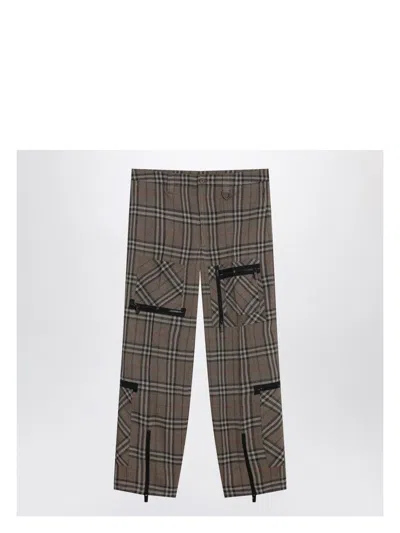 BURBERRY MEN'S CARGO PANTS CHECK PATTERN