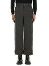 Burberry Black Pants With Logo Embroidery On The Side And Turn-up Checked Hem In Cotton Man In Multicolor