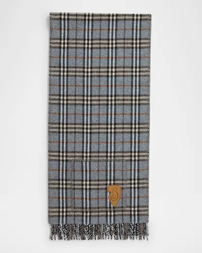 Burberry Men's Cashmere And Wool Reversible Scarf With Pockets In Gray