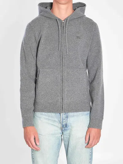 Burberry Men Cashmere-blend Hoodie Sweatshirt In Gray