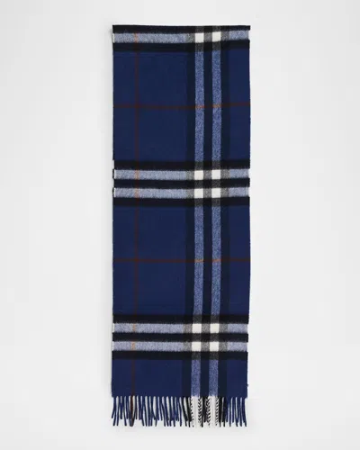 Burberry Men's Cashmere Check Scarf In Blue