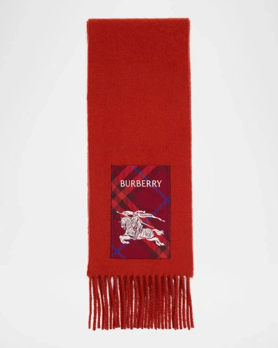 Burberry Men's Cashmere Ekd Label Scarf In Rust
