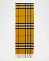 Burberry Men's Cashmere Giant Brights Check Scarf In Yellow