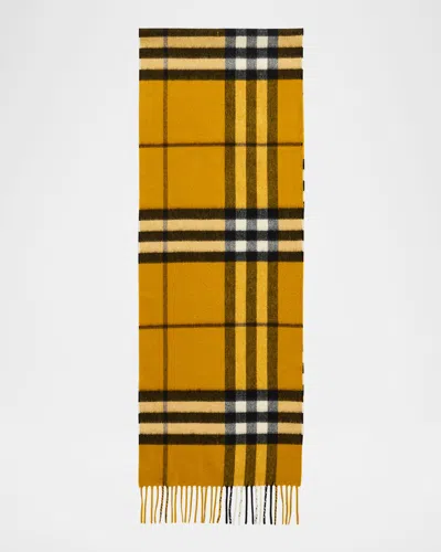 Burberry Men's Cashmere Giant Brights Check Scarf In Yellow