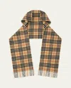 Burberry Giant Check Cashmere Hooded Scarf In Sand