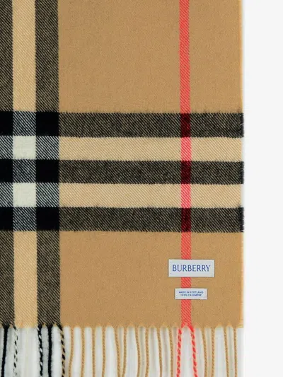 Burberry Men Cashmere Scarf With Giant Check Motif In Brown