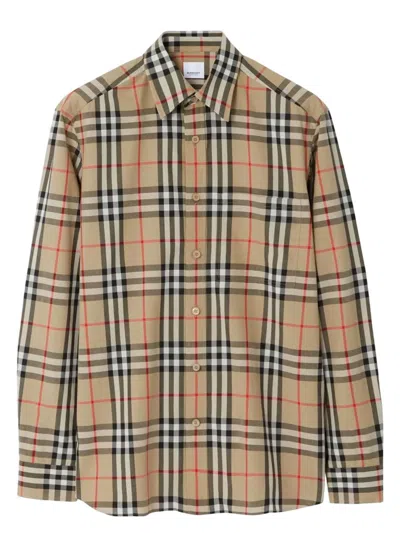 BURBERRY MEN'S CAXTAN REGULAR FIT CHECK COTTON SHIRT