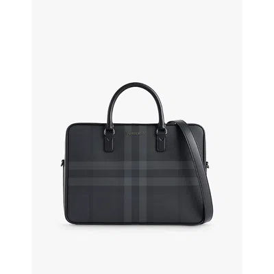 Burberry Mens Charcoal Ainsworth Faux-leather Briefcase