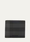 Burberry Check Coated Canvas Bifold Wallet In Charcoal