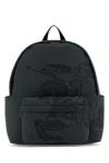 Shop Burberry Men Charcoal Fabric Backpack In Gray