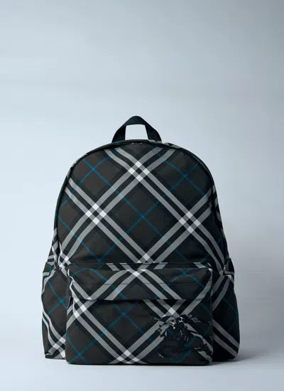 Burberry Men Check Backpack In Black