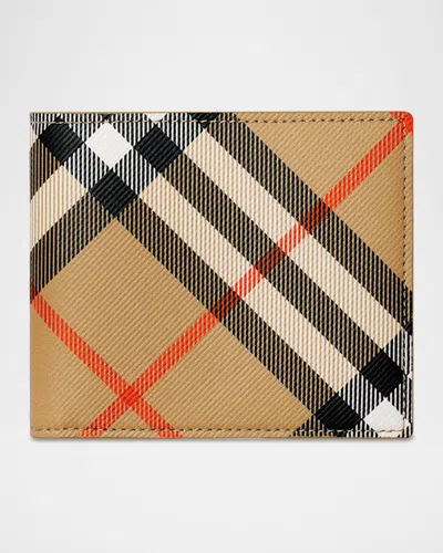 BURBERRY MEN'S CHECK BIFOLD WALLET