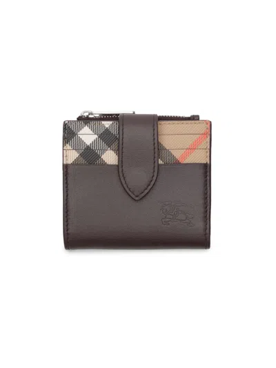 Burberry Pop Check Zip Wallet In Brown