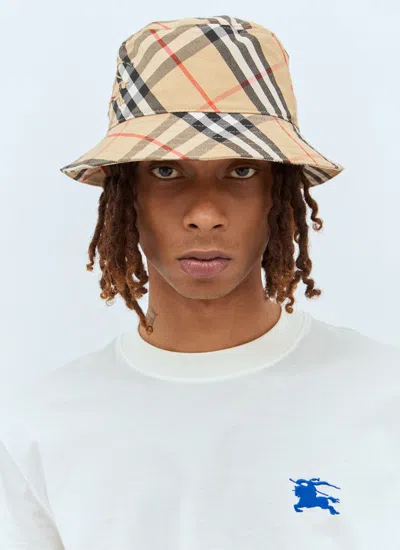 Burberry Check Bucket Hat In Cream
