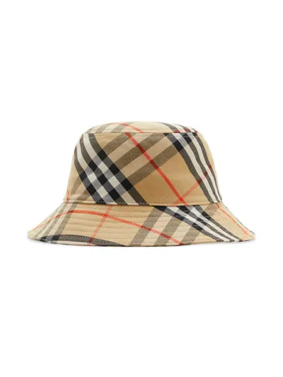 Burberry Men's Check Bucket Hat In Neutral